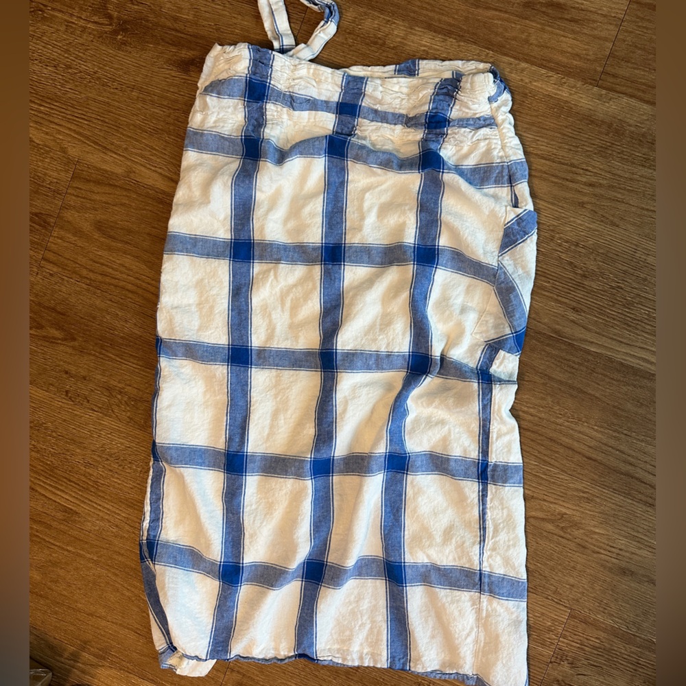 Anthropologie Maeve Linen-Blend Asymmetrical Plaid Skirt with POCKETS - Picture 6 of 6